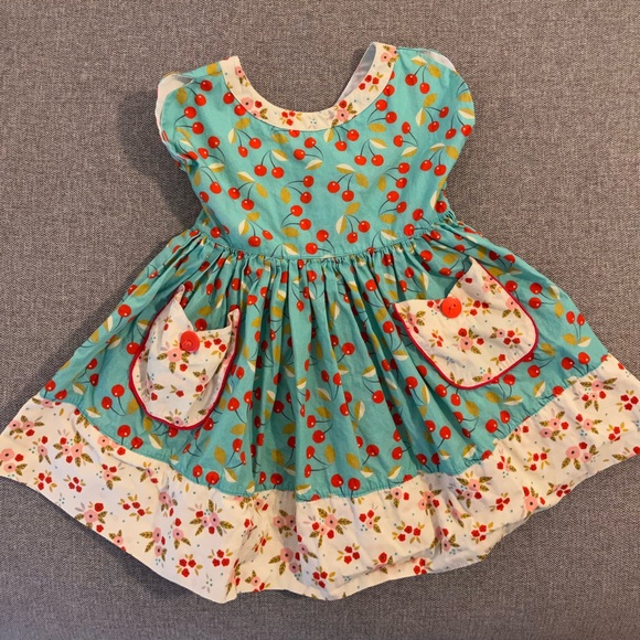 Miss. Marmalade dress with cherry & floral, back detail and pockets, size 2. - Picture 1 of 3